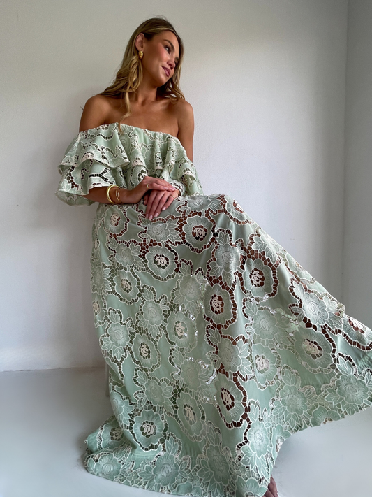 By Nicola Sibella Skirt in Mint Lace