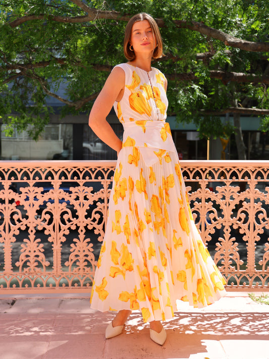 Acler Rhodes Midi Dress in Ivory Calla Lily