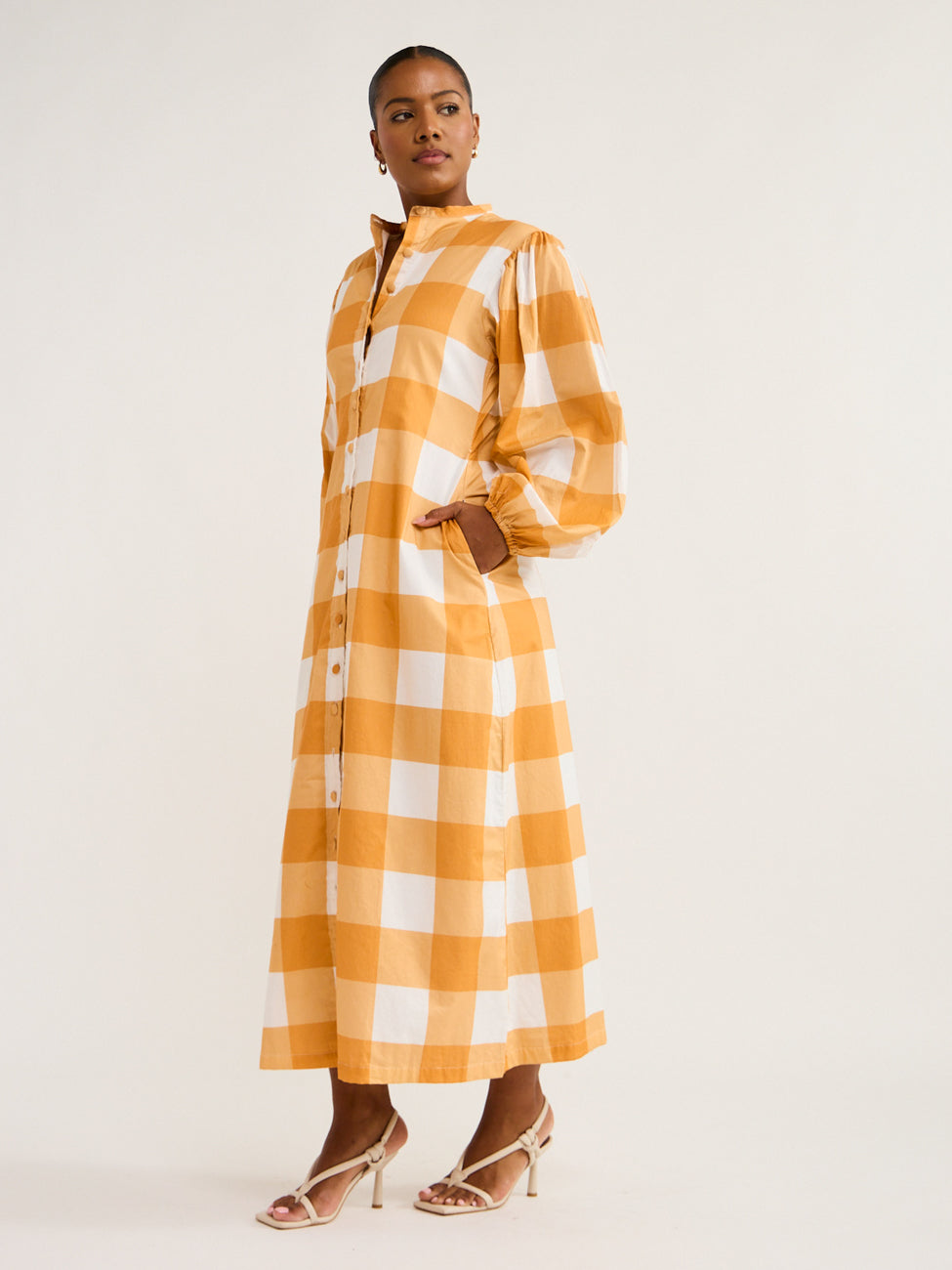 Ambra Maddalena Raphaella Dress in Orange Peel Checker Coco Lola