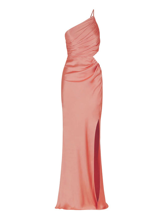 Shona Joy Asymmetrical Gathered Maxi Dress in Antique Rose