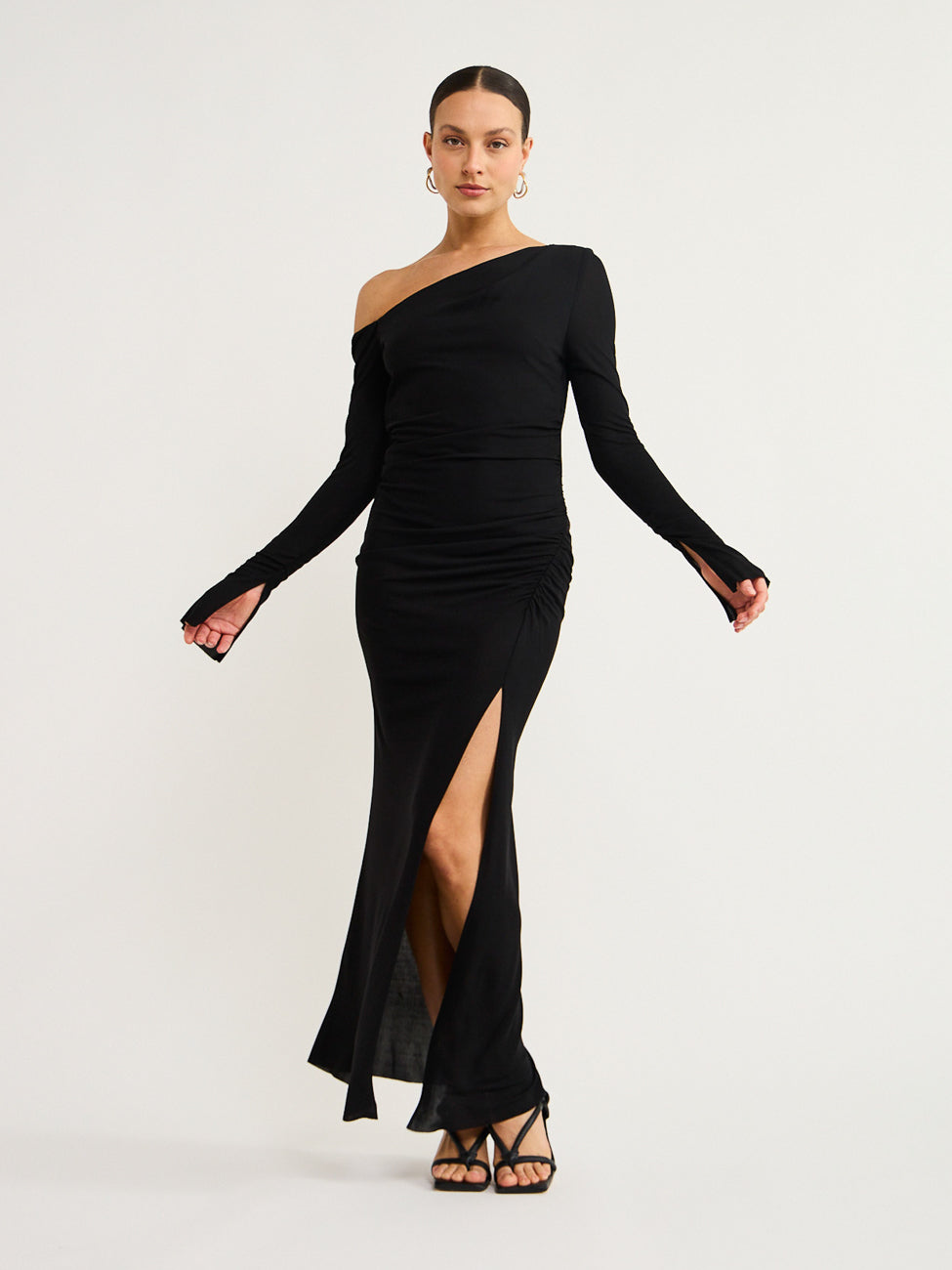 Bec and Bridge Monette Asym L S Maxi Dress in Black Coco Lola