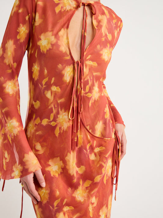 Bec and Bridge Azalea Wrap L/S Maxi Dress in Lumen Floral