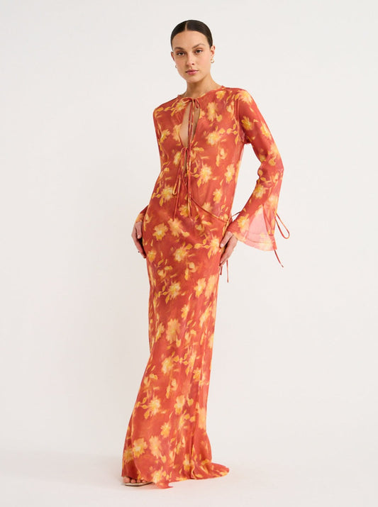 Bec and Bridge Azalea Wrap L/S Maxi Dress in Lumen Floral