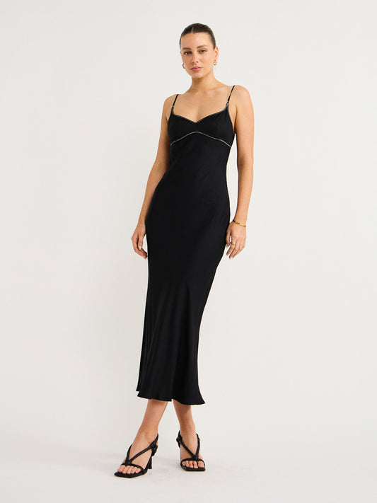 Bec and Bridge Emery Midi Dress in Black/Ivory