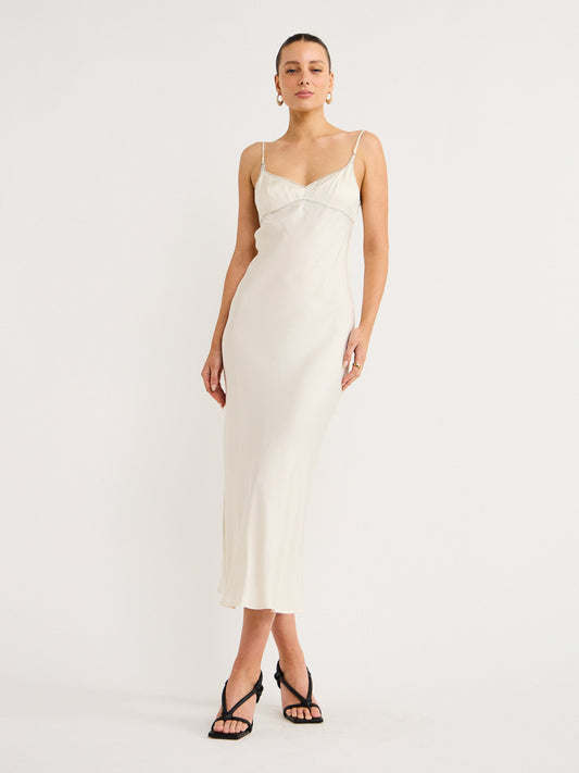 Bec and Bridge Emery Midi Dress in Ivory/Black