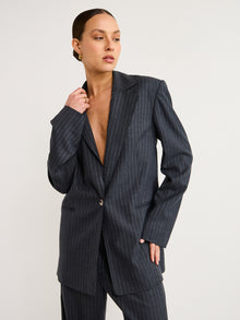 Bec and Bridge Pine Blazer in Charcoal Pinstripe