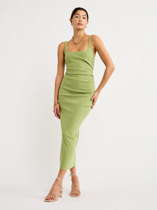 Bec and Bridge Karina Tuck Midi Dress in Pear Sorbet Coco & Lola Bec and Bridge Karina Tuck Midi Dress in Pear Sorbet Coco & Lola