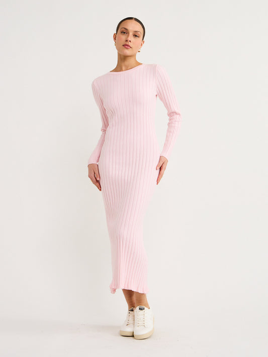 By Nicola Moon Midi Knitted Dress in Marshmellow Marle