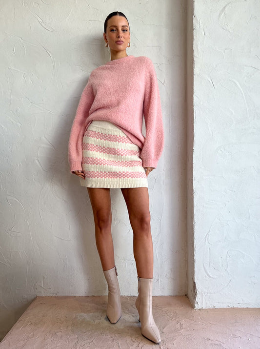 Clea Kauri Jacquard Skirt in Blush Check