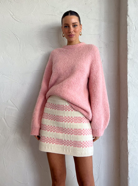 Clea Arlo Boucle Knit in Cloud Pink