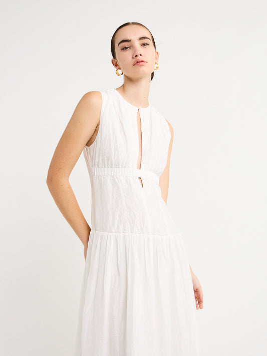Joslin Loren Silk Linen Maxi Dress in Cream