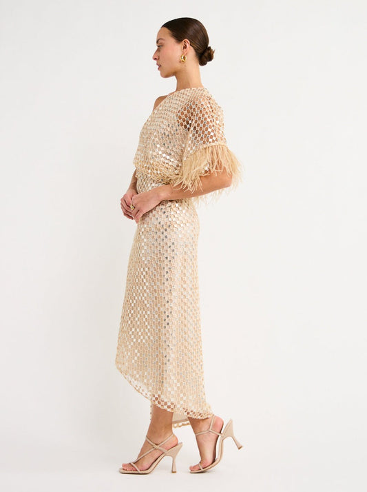 Manning Cartell Checkerboard Sequin Event Dress in Cream Coco & Lola Manning Cartell Checkerboard Sequin Event Dress in Cream Coco & Lola