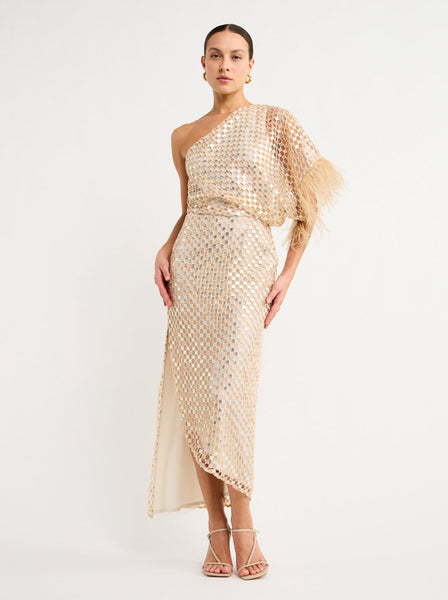 Manning Cartell Checkerboard Sequin Event Dress in Cream  Coco & Lola