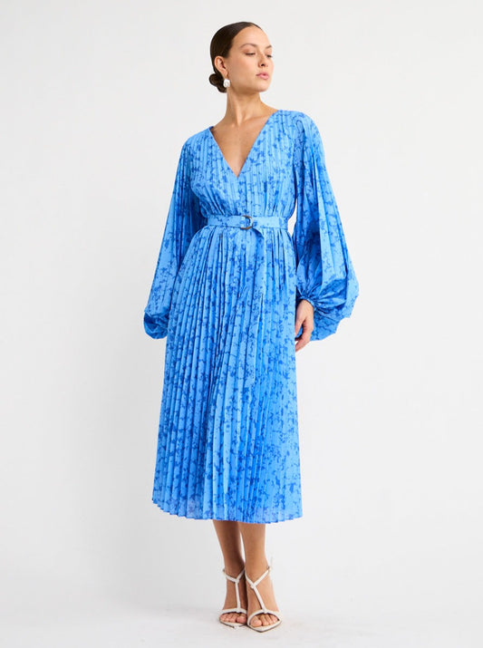 Acler Clockhall Dress in Blue Iris Print