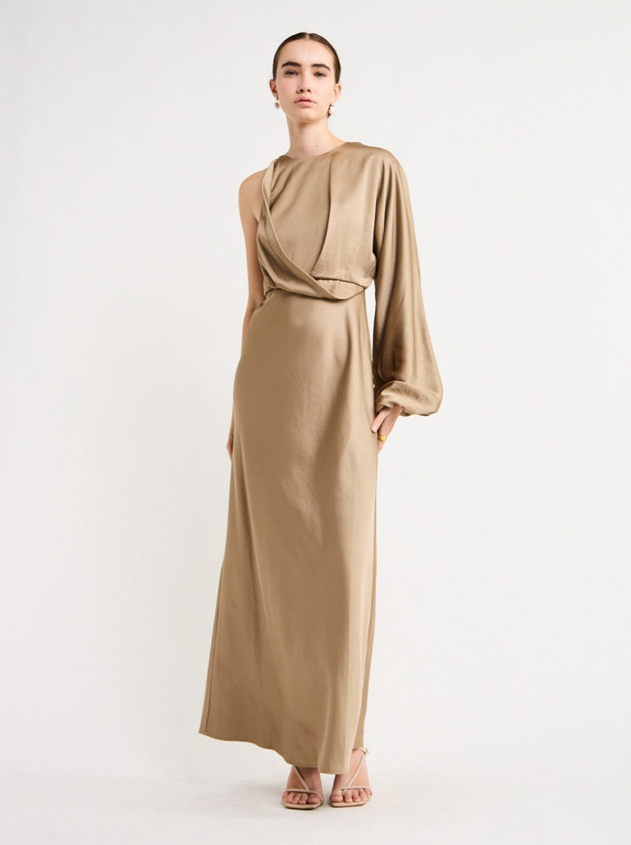 Significant Other Alessia One Shoulder Long Sleeve Dress in Latte ...