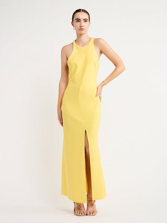 Significant Other Poet High Neck Dress in Lemon