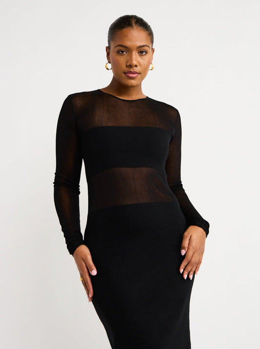 Sir Impermanence Splice Maxi Dress in Noir