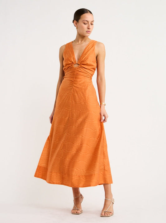 Mon Renn Reign Midi Dress in Apricot