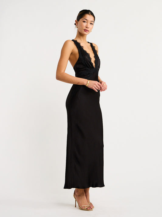 Shona Joy Camille Lace Cross Back Midi Dress in in Black Coco & Lola Shona Joy Camille Lace Cross Back Midi Dress in in Black Coco & Lola