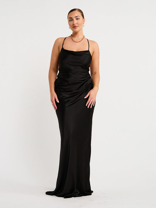 Shona Joy Ruched Backless Slip Dress in Black Coco & Lola Shona Joy Ruched Backless Slip Dress in Black Coco & Lola