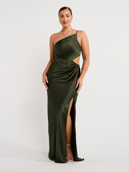 Shona Joy Asymmetrical Gathered Maxi Dress in Forest Coco & Lola Shona Joy Asymmetrical Gathered Maxi Dress in Forest Coco & Lola