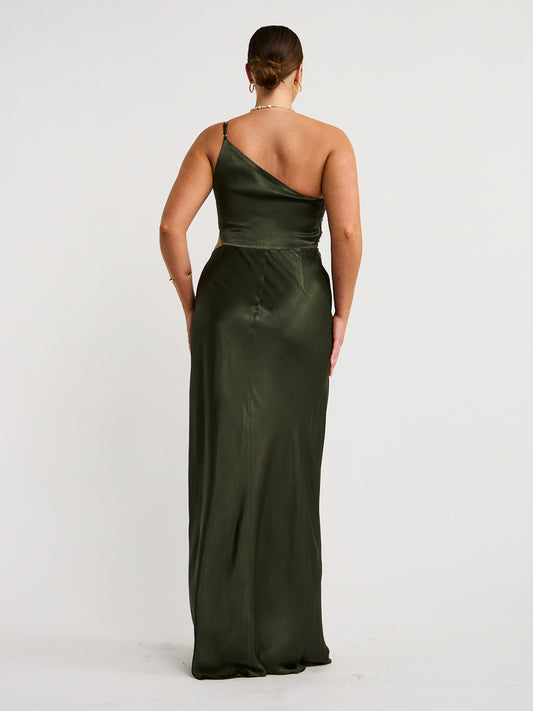 Shona Joy Asymmetrical Gathered Maxi Dress in Forest Coco & Lola Shona Joy Asymmetrical Gathered Maxi Dress in Forest Coco & Lola