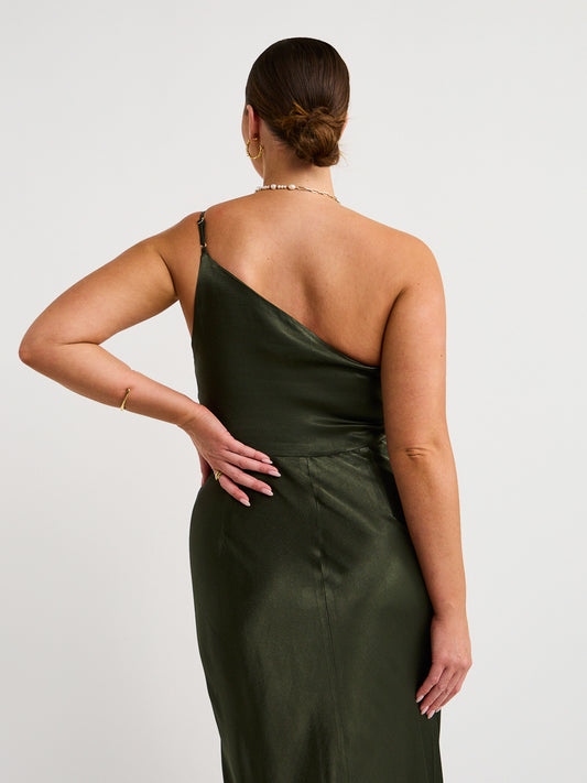 Shona Joy Asymmetrical Gathered Maxi Dress in Forest Coco & Lola Shona Joy Asymmetrical Gathered Maxi Dress in Forest Coco & Lola