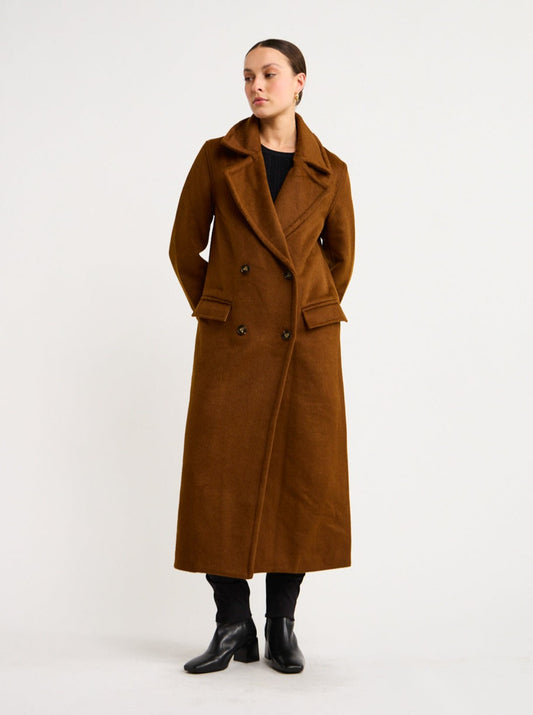 Ena Pelly Lana Wool Coat in Tobacco