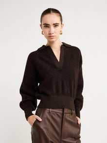Ena Pelly Vera Knit Sweater in Seal Brown