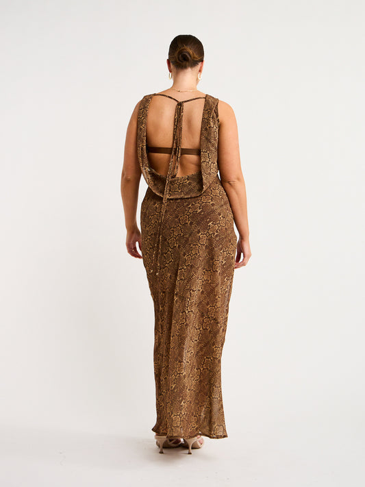 Hansen and Gretel Emmery Backless Cowl Dress in Serpent Coco & Lola Hansen and Gretel Emmery Backless Cowl Dress in Serpent Coco & Lola