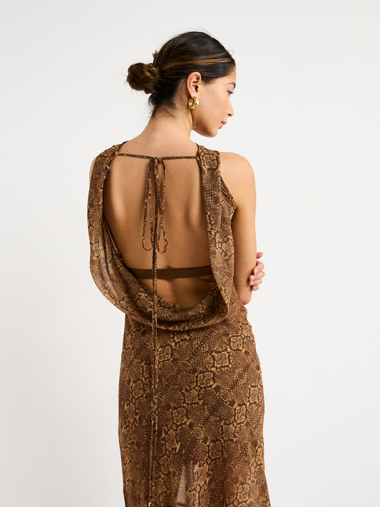 Hansen and Gretel Emmery Backless Cowl Dress in Serpent Coco & Lola Hansen and Gretel Emmery Backless Cowl Dress in Serpent Coco & Lola