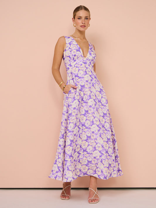 Acler Ardanary Maxi Dress in Violet Imprint