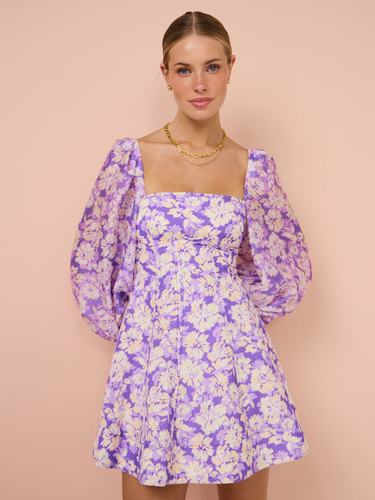 Acler Ardanary Mini Dress in Violet Imprint