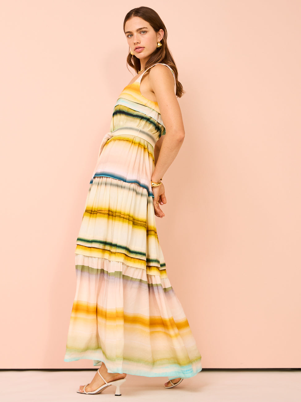 Oasis stripe and shop palm halter dress