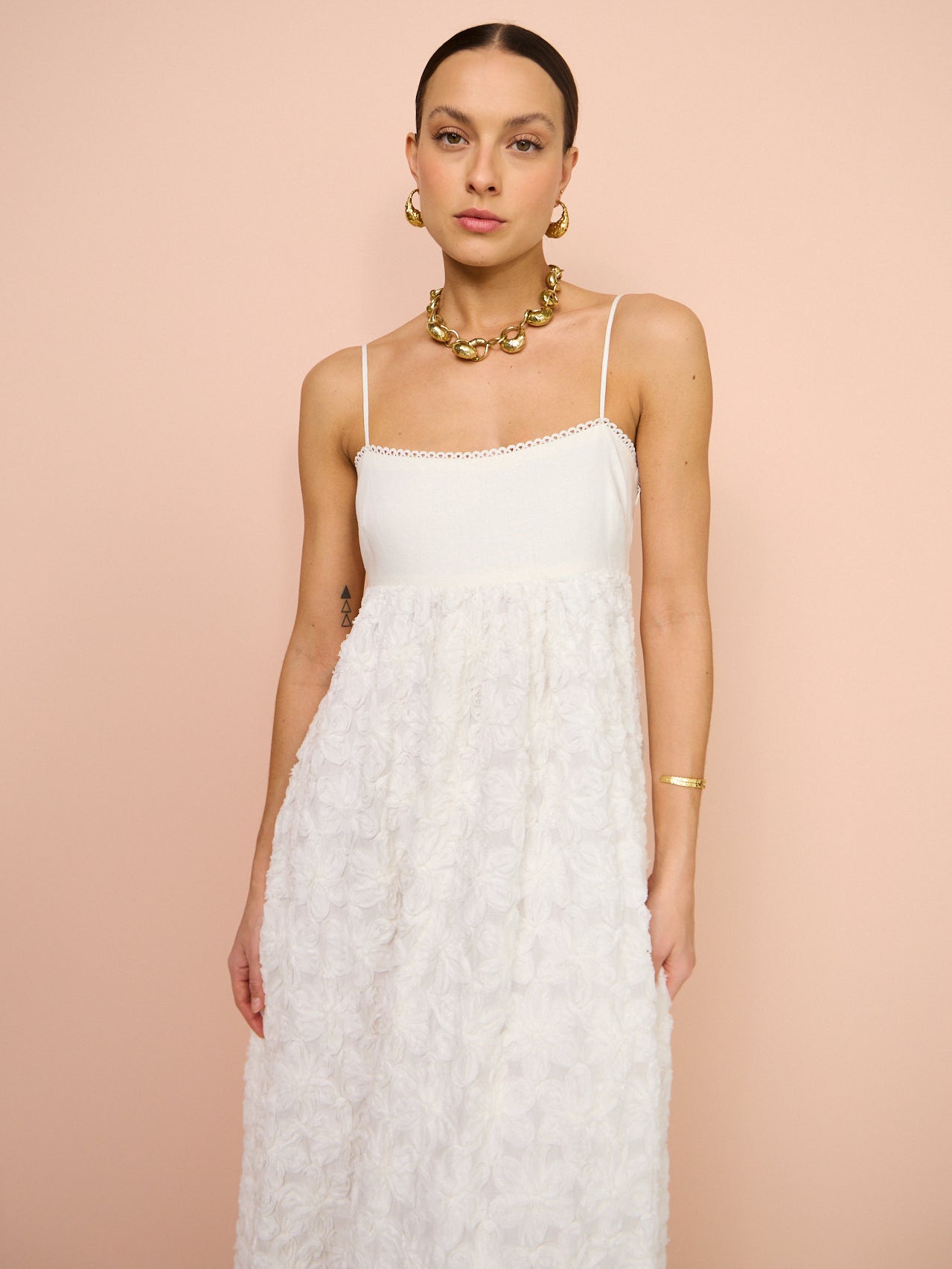 H&m white midi on sale dress