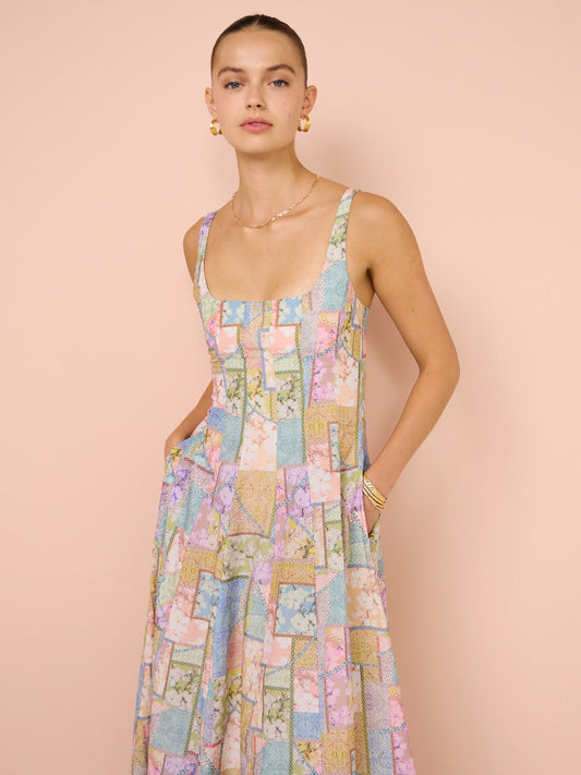 Aqua Blu Claudette Dress in Brindle Print