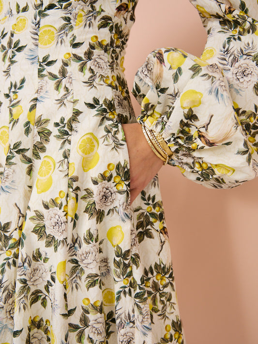 Aqua Blu Greta Dress in Clementine Print