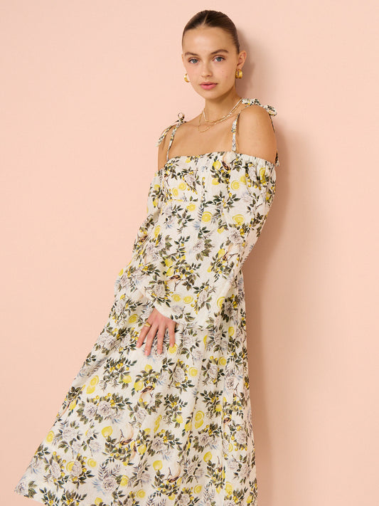 Aqua Blu Greta Dress in Clementine Print