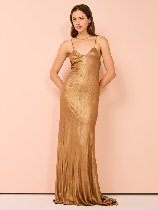 Auteur Milou Slip Dress in Gold