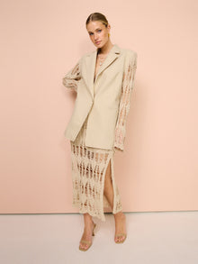 Bec and Bridge Lyra Split Maxi Skirt in Bone