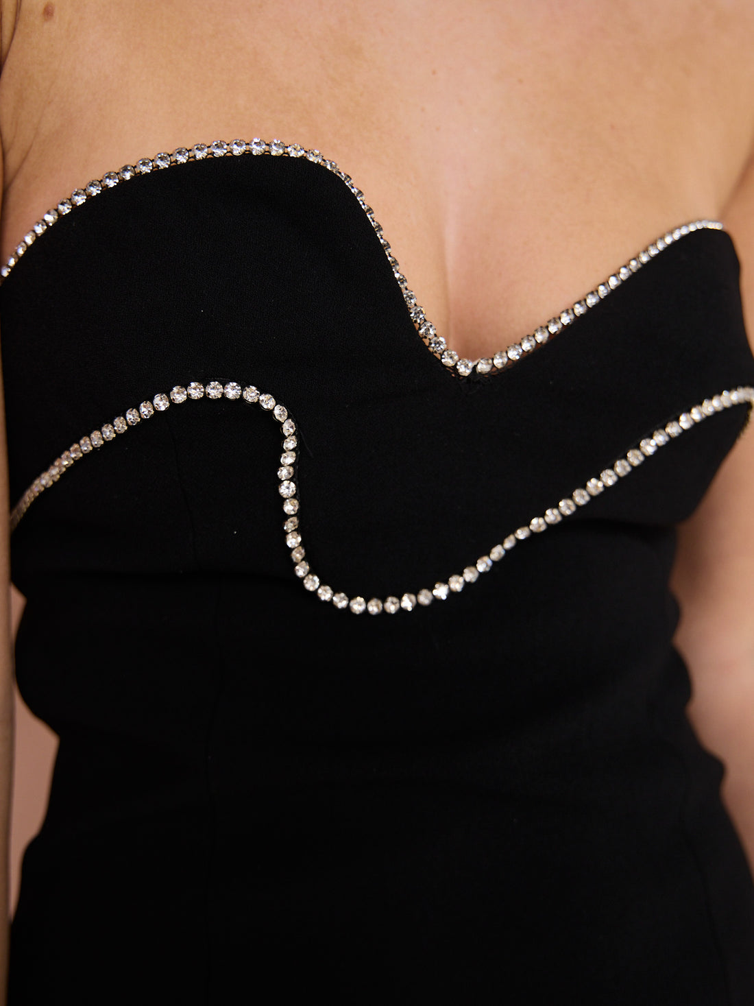 By Johnny Dia Diamond Wave Strapless Mini Dress in Black