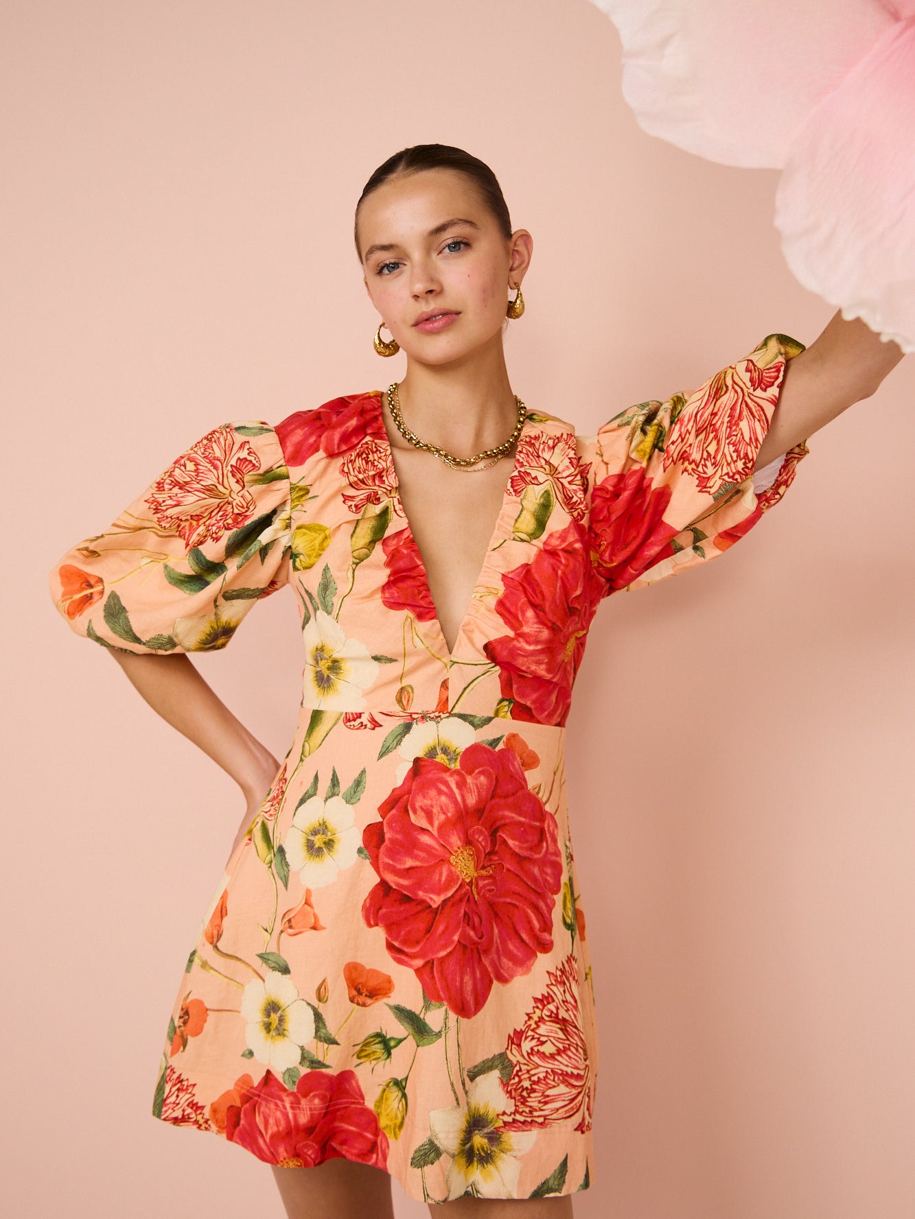 bolero×decollete cut mini onepiece set By Nicola Bolero Gathered Neckline Mini Dress in Raspberry Punch
