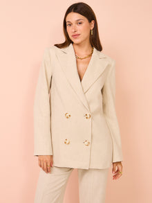 By Nicola Pisces Oversized Blazer in Beige Fishbone