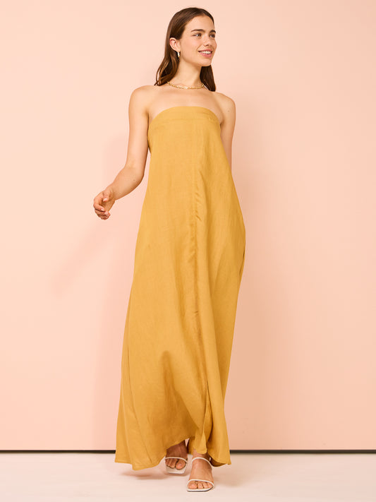 Camilla and Marc Honora Strapless Dress in Gold