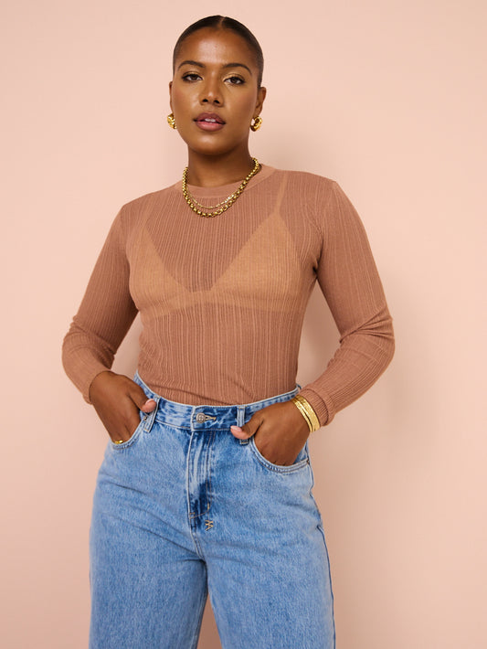 Elka Collective Orlanda Knit Top in Tan