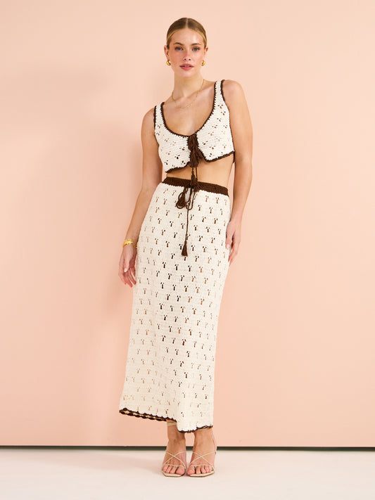 Isabelle Quinn Hazel Maxi Skirt in Ivory Mocha