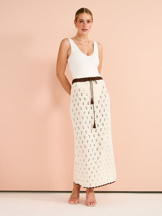 Isabelle Quinn Hazel Maxi Skirt in Ivory Mocha