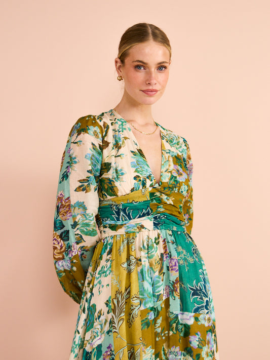 Kate Ford Adana Ruched Gown in Multi