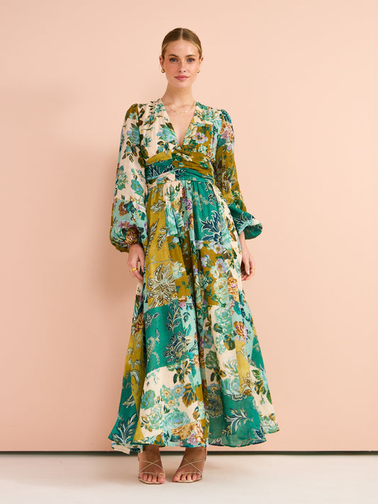 Kate Ford Adana Ruched Gown in Multi