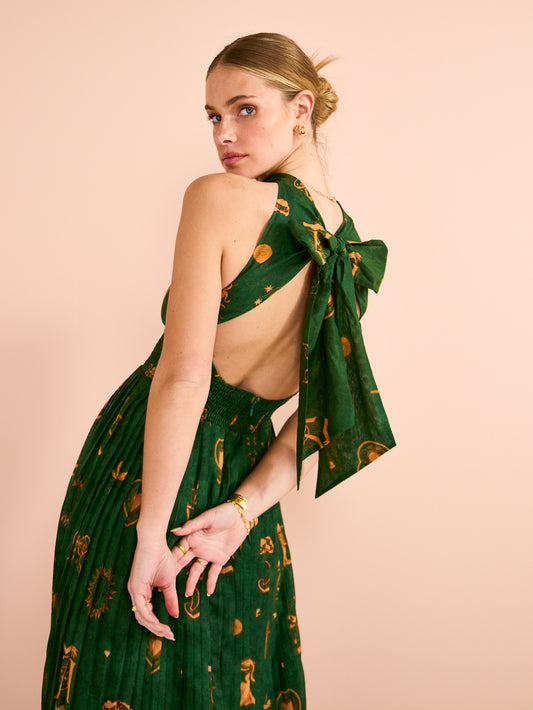 Kate Ford Manisa Pleated Gown in Multi